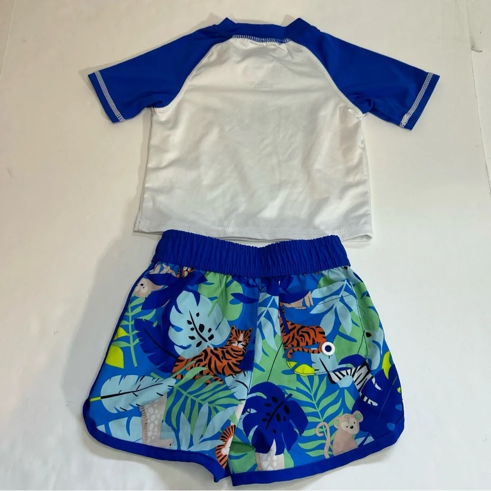 Wonder Nation Tropical Jungle Print “Be Wild” Boys Swim Suit Size 3-6 Months